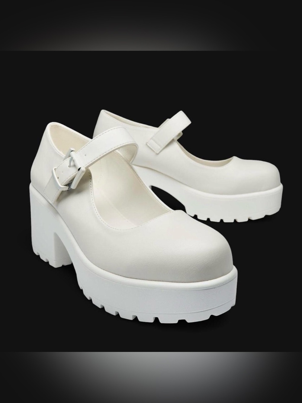 NIB KOI Footwear White Washout Tira Platform Chunky Mary Jane Shoes Size 9